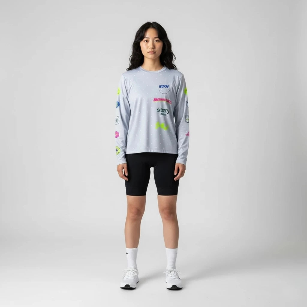 STRAY KAOS OLAHRAGA WANITA LARI SEPEDA HITAM CHARM